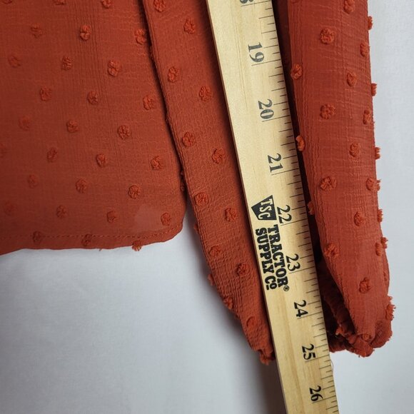 Maurices Boho Top Women's Large Burnt Orange Velvet Embroidered Balloon Sleeve - Picture 6 of 9